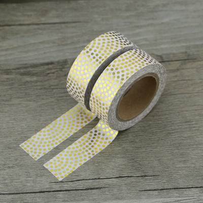 Qcustom dots gold foil washi tape 15mm x 10m single roll from China