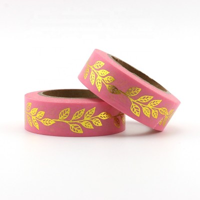 Qcustom foil washi tape 15mm x 10m gold leaf washi tape for scrapbook