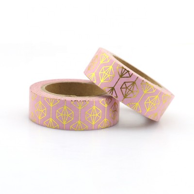 Qcustom foil washi tape 15mm x 10m pink diamond washi tape for scrapbook